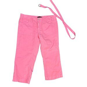 Express Linen Blend Utility Pocket Belted Capri in‎ Hot Pink Size 4